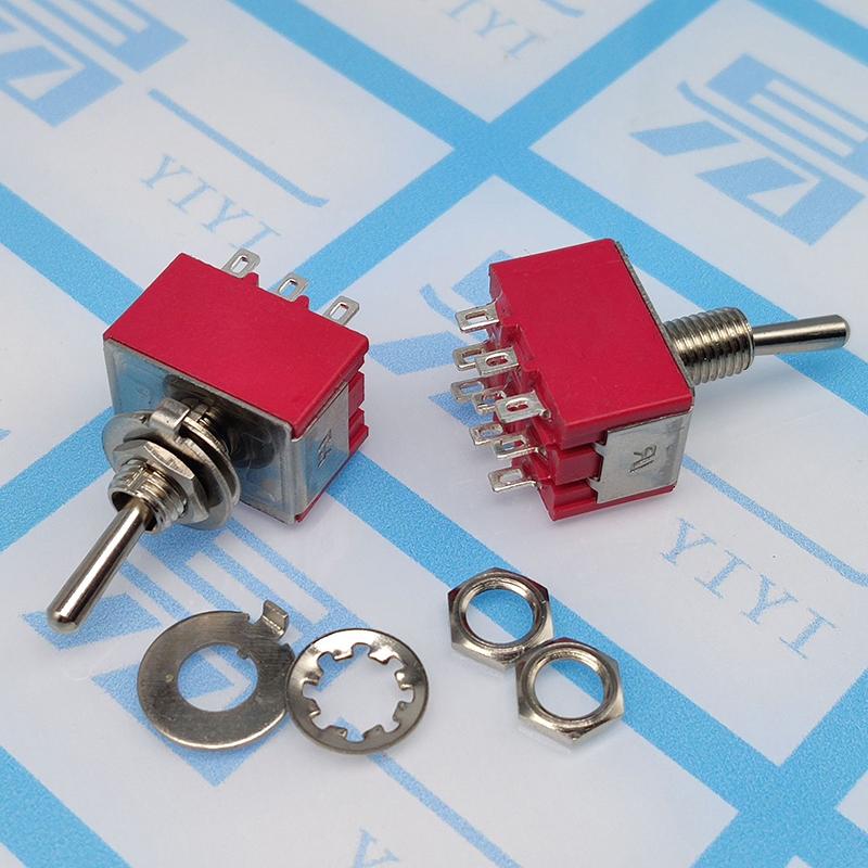 

1 Pcs 9Pin Toggle Switches Red 2/3 Position On-On Dpdt Mini Toggle Switches 5A/125V-2A/250V Ac Mts-402 Push Button Switch