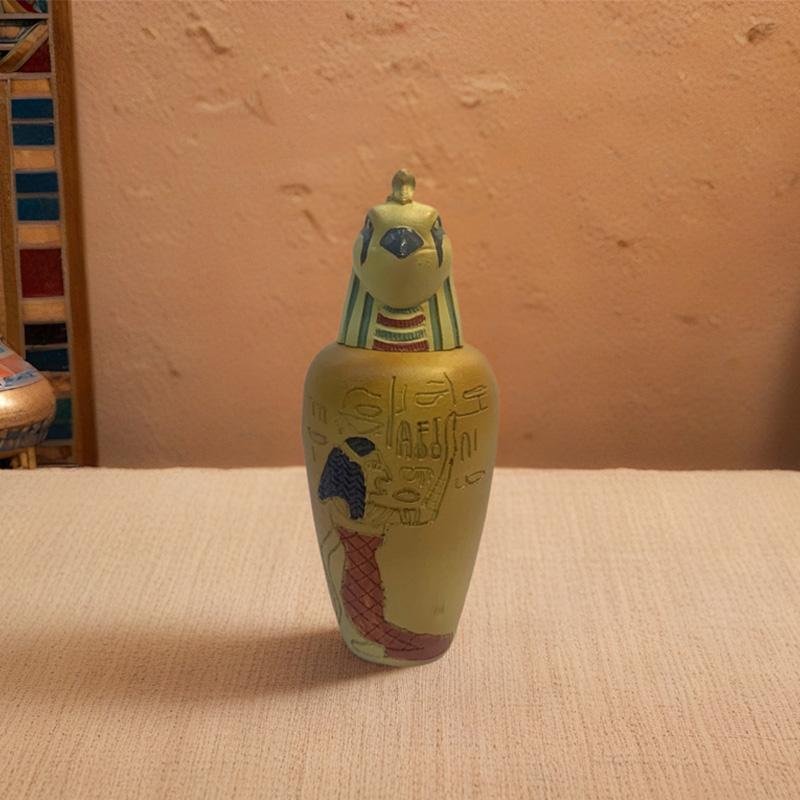 Ancient Egyptian Pharaoh series sculpture Resin pottery jar Colorful Qebehsenuef Family living room table bookshelf decoration