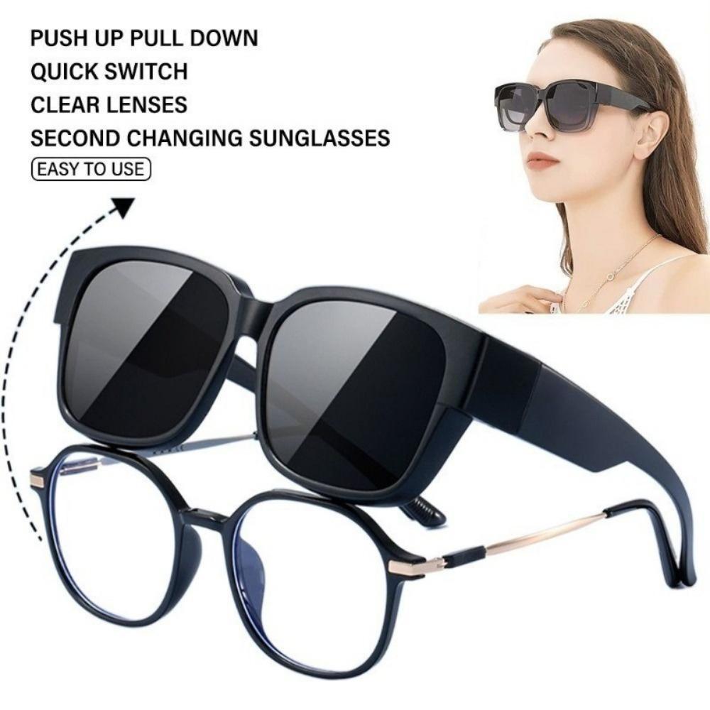 Trendy Wrap Around Fit Over Glasses Sunglasses for Driving Riding Sun Protection Squa Style