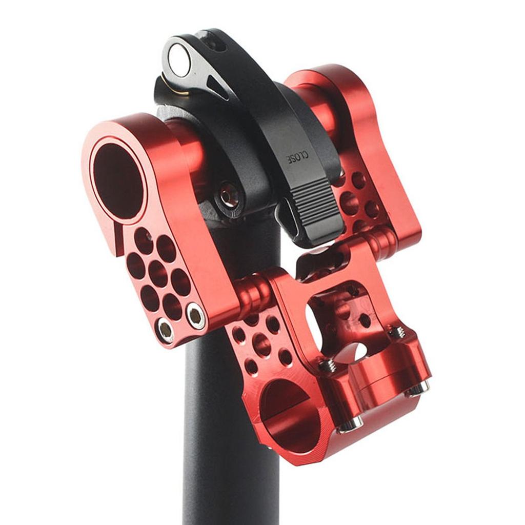 SENQI Short Reach Lightweight Aluminum CNC Adjustable for Folding Bicycles Stem, Alloy, Machined, Handlebar, 25.4mm (Black)