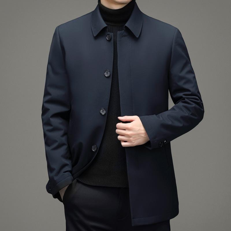 

Winter down jacket men s thickened warm lapels removable liner casual windproof and cold-resistant cotton clothes 4XL/195 Темно-синій