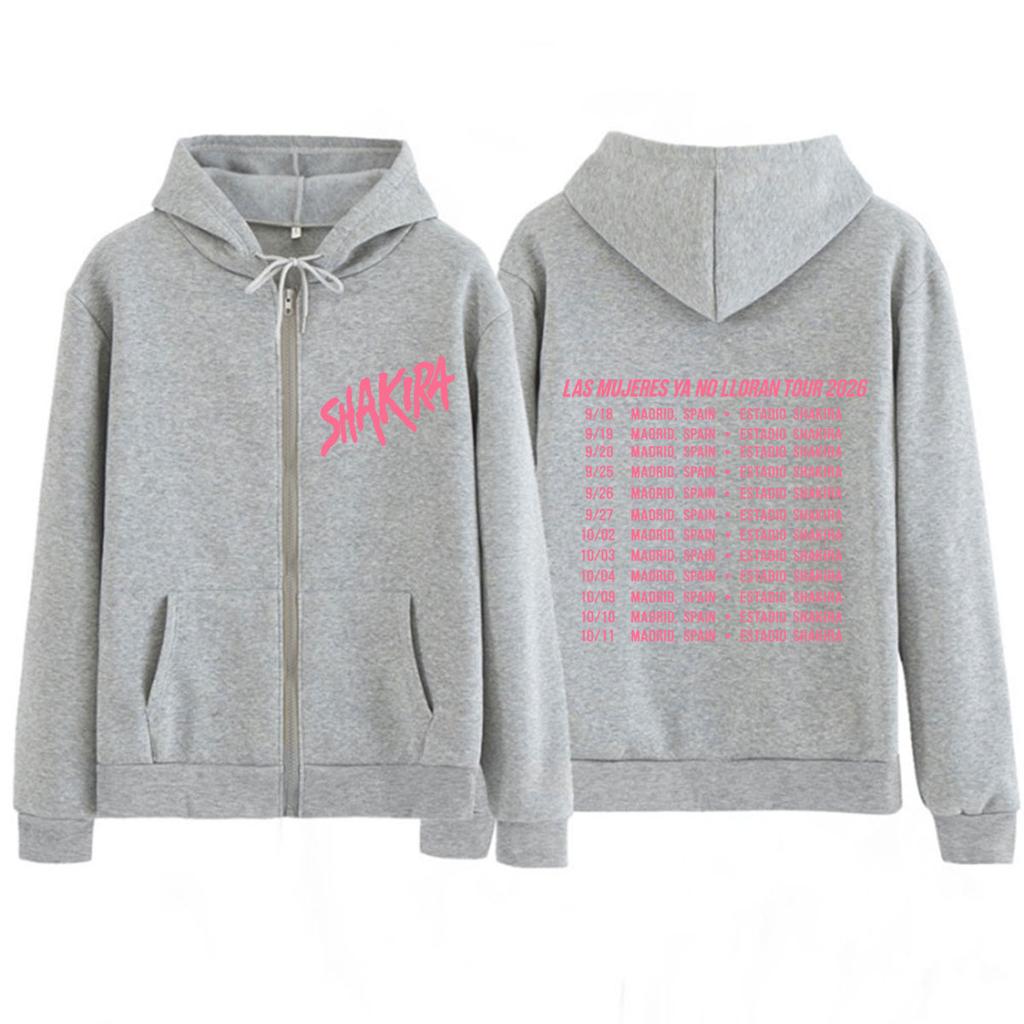 Shakira Las Mujeres Ya No Lloran Tour Print Zipper Hoodie Men Women Fashion Casual Loose Aesthetic Trend Zip Up Jacket Coat