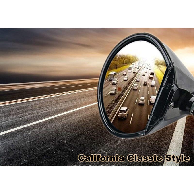 California Style Classic Car Door Wing Side View Mirrors Black Shell Blue Glass