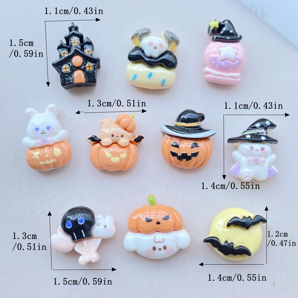 20 Pcs Cute Mini Halloween Bat Pumpkin Flat Back Resin Cabochons Scrapbooking DIY Jewelry Hairpin Craft Decoration Accessorie
