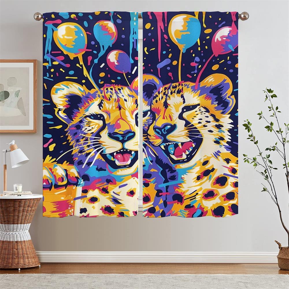 

Короткие шторы на окна Happy Little Leopard в гостиной, затемняющий тюль на кухне, кружевные шторы в салоне, 2 шт., дешевые шт. W50xH70cmx2pcs-CL