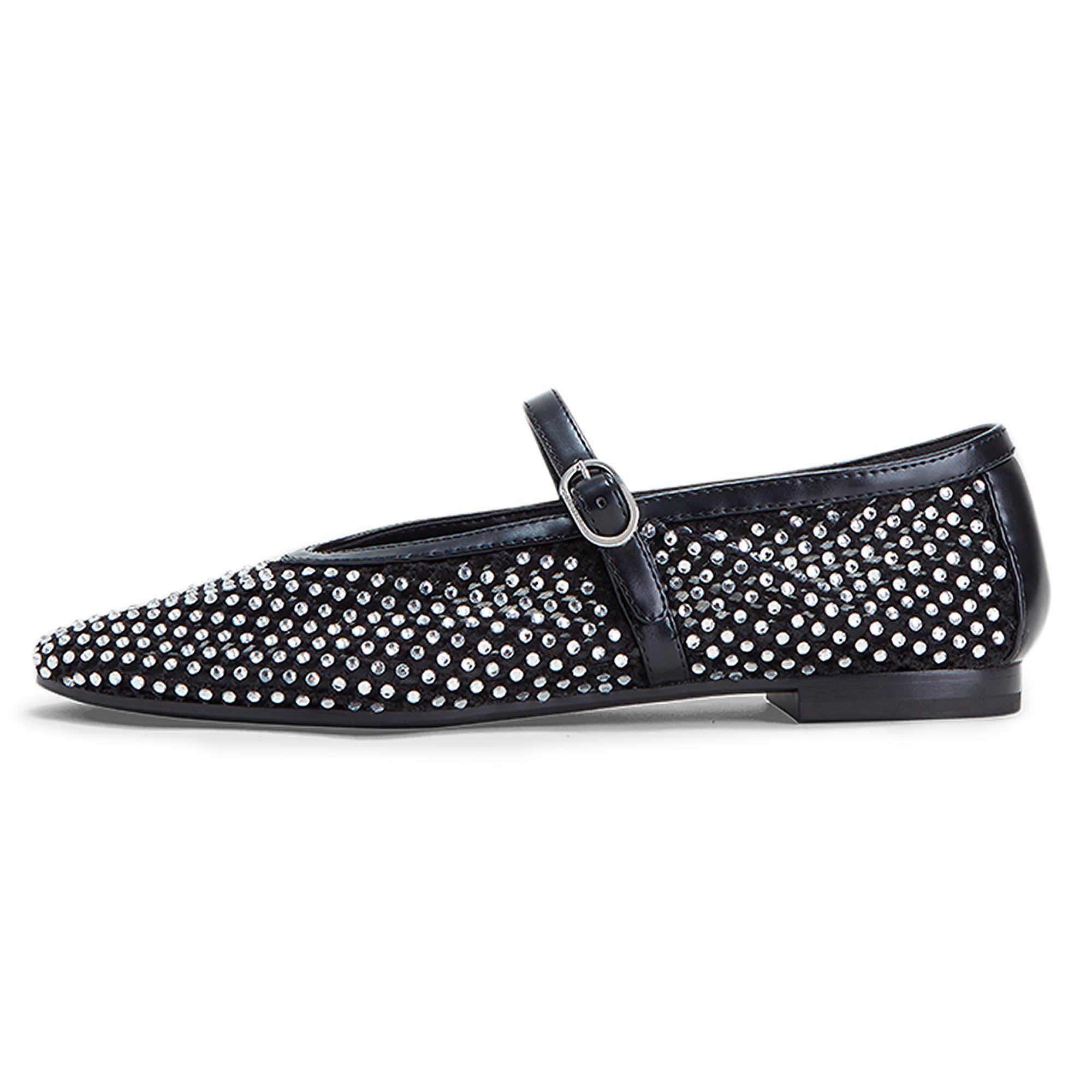 Charles & Keith Netz-Strass-Flach-Mary-Jane-Schuhe 1,3 cm Damenschuhe CK1-70360158 37 black