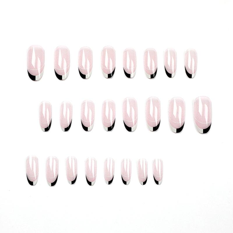 Wearing Nail Art Simple French Nail Film Black and White Wearable Nail Film Finished Product Press On Nails