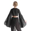 Girls Classical Dance Crop Top: V Neck Split Flared Sleeves Elegant Top for Practice Performance