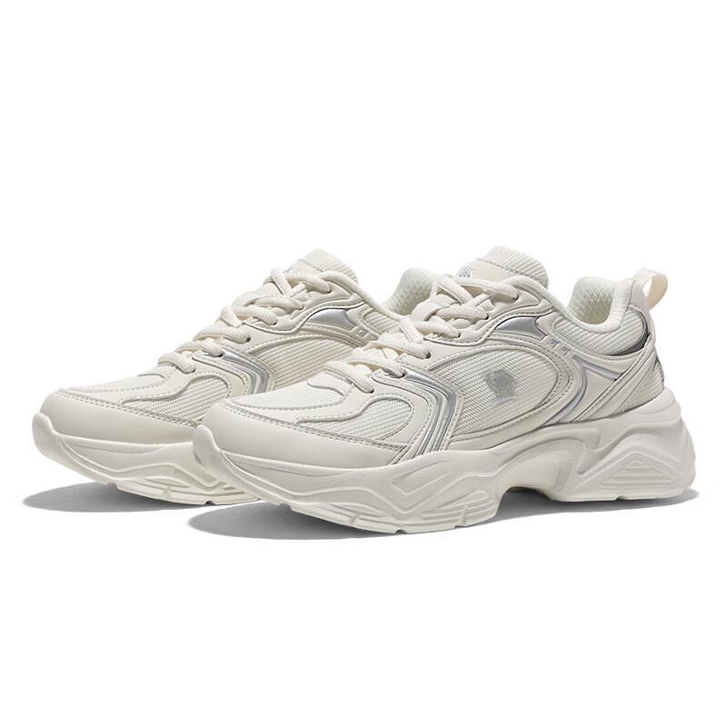 CAMEL Women's Platform Chunky Sneakers - Ivory/Silver
