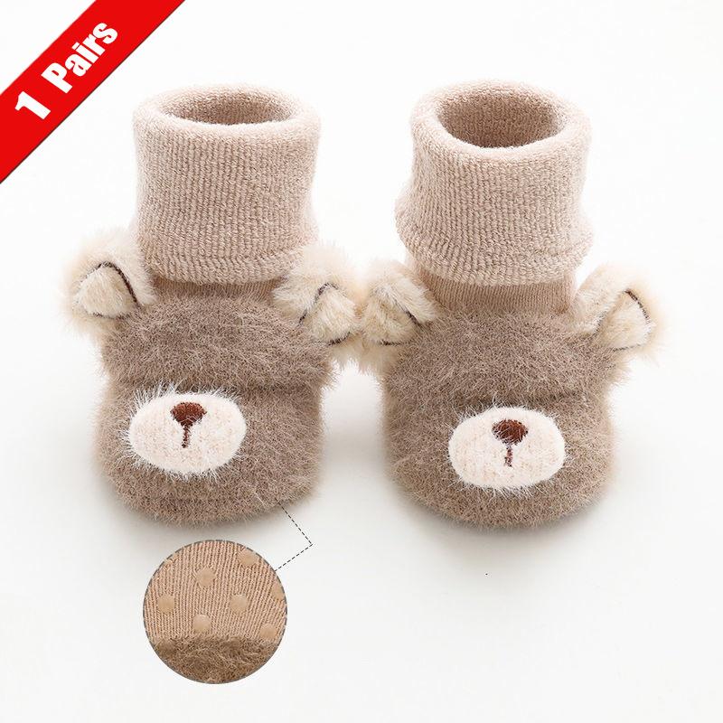 1/2Pairs Newborn Baby Socks For Girls Boys Winter Terry Soft Thick Warm Anti Slip Toddler Socks Cute Cartoon Infant Socks 0-3Y