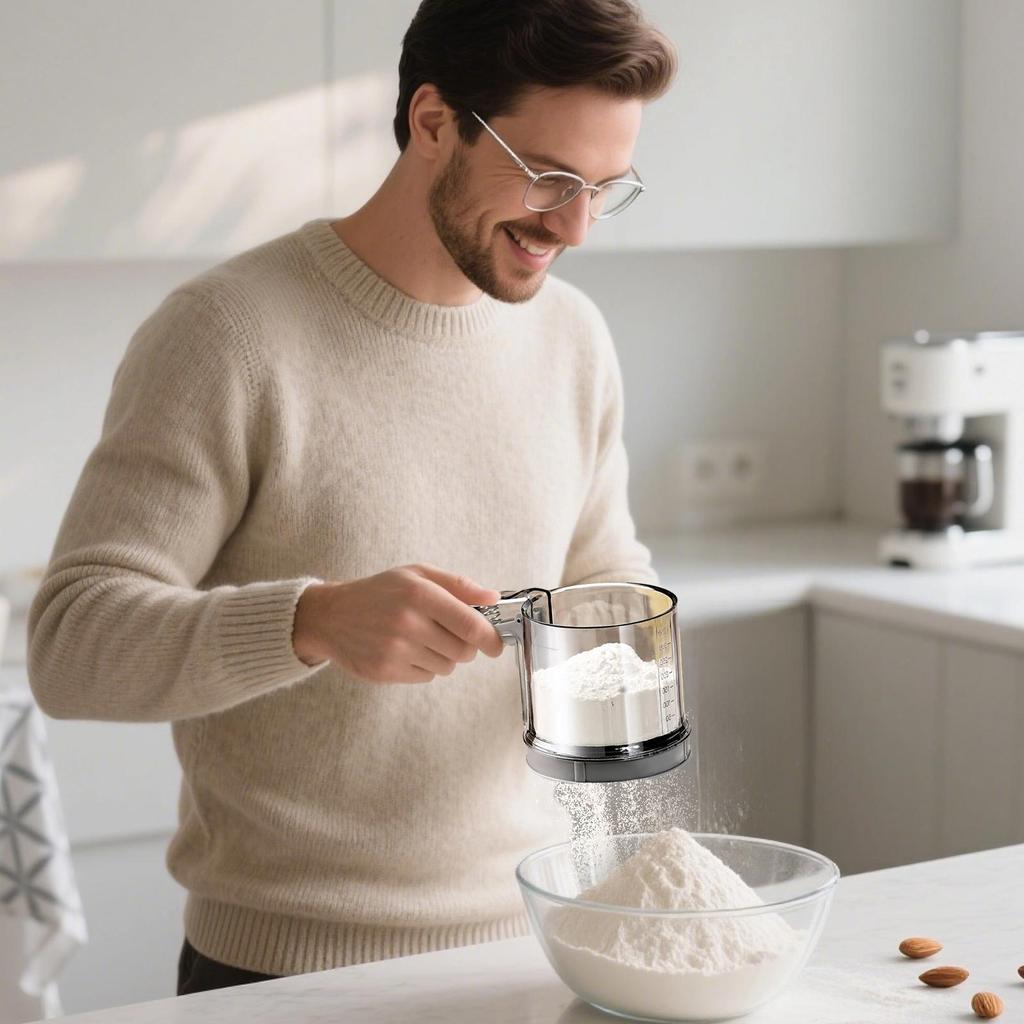 Semi-Automatic Straight Handle and Press Double Layer Fine Mesh Flour Sifter Non-stick Baking Tools Kitchen Gadgets Accessories