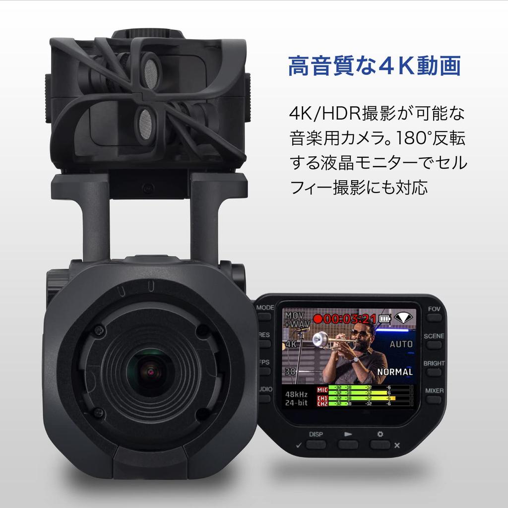 ZOOM 4K quality handy video up to video 2 microphones can be live streaming video released in 2021 year extended manufacturer warranty Black recorder,
