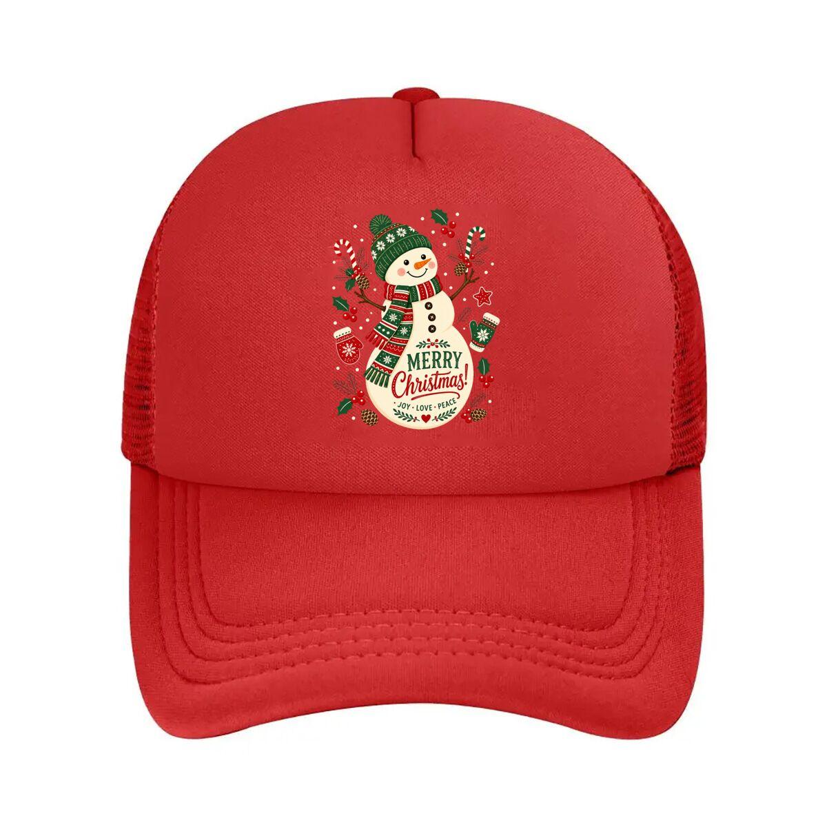 Festive SnowUnisex Holly Winter Cheer  Mesh Baseball Cap Hip Hop Adjustable