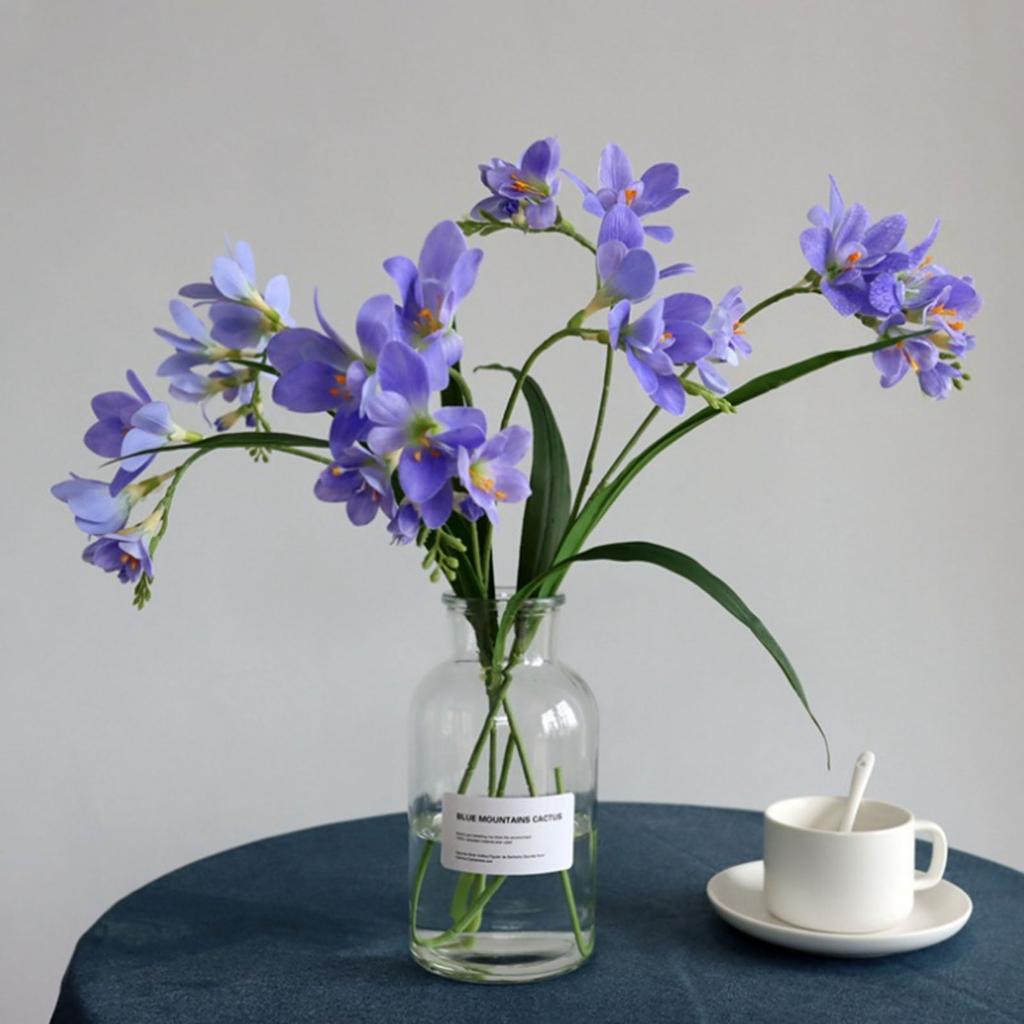 Artificial Cymbidium Orchid Flower Bendable Faux Orchid Plant for Home Office Indoor Tables Centerpieces Decoration