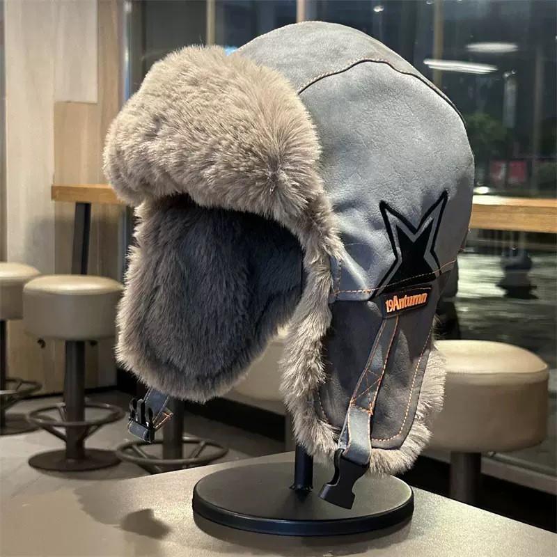 Winter Warm Fleece-Lined Aviator Hat With Ear Protection Skiing Cycling Outdoor Use Unisex Foldable Cap