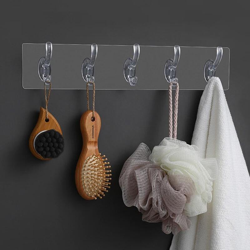 Drill-Free 6-Hook Adhesive Wall Hanger (10-Pack)