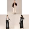 Winter Wool Cashmere Blend High Waist Wide Leg Pants For Women With Pockets And Drawstring