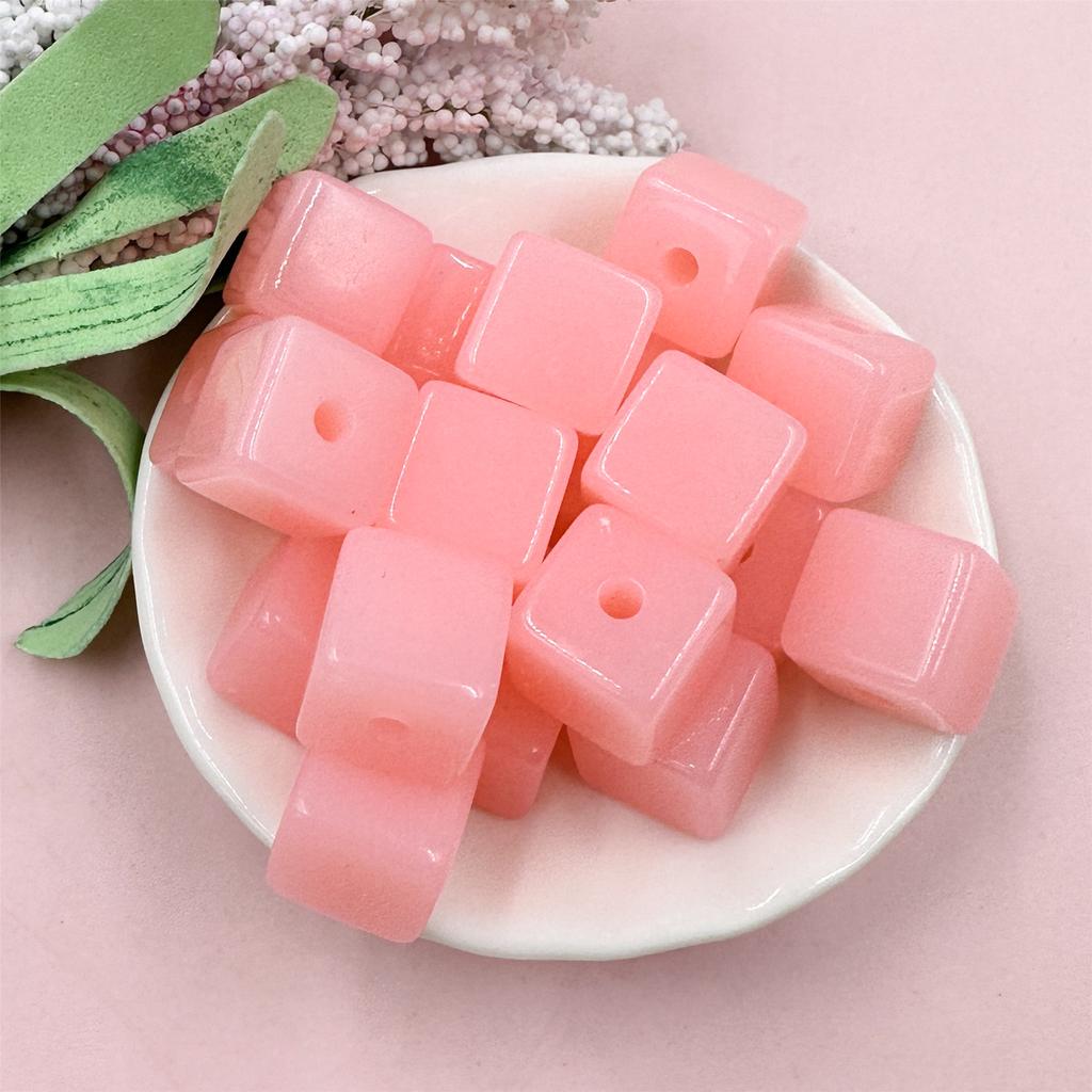 Square DIY Jewely Accessories Jelly Color Acrylic Fashion 20Pcs Loose Beads Making Material for Bracelets Earrings About 13mm Creative