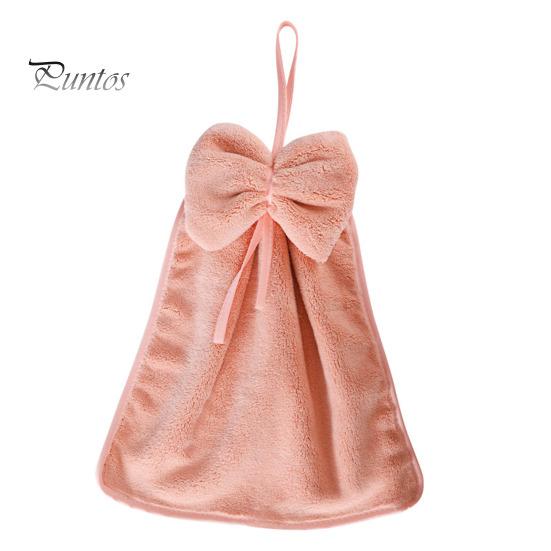 

Полотенце для рук из кораллового флиса, однотонное, с бантом, быстросохнущее, впитывающее, уменьшающее пятна от воды, сохраняющее руки чистыми, многоразовое подвесное полотенце для розовый