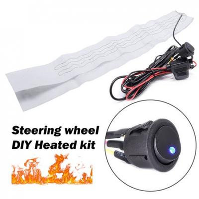 Winter Universal Car Heated Steering Wheel Cover DIY Kit Warm Pad W Switch 12V