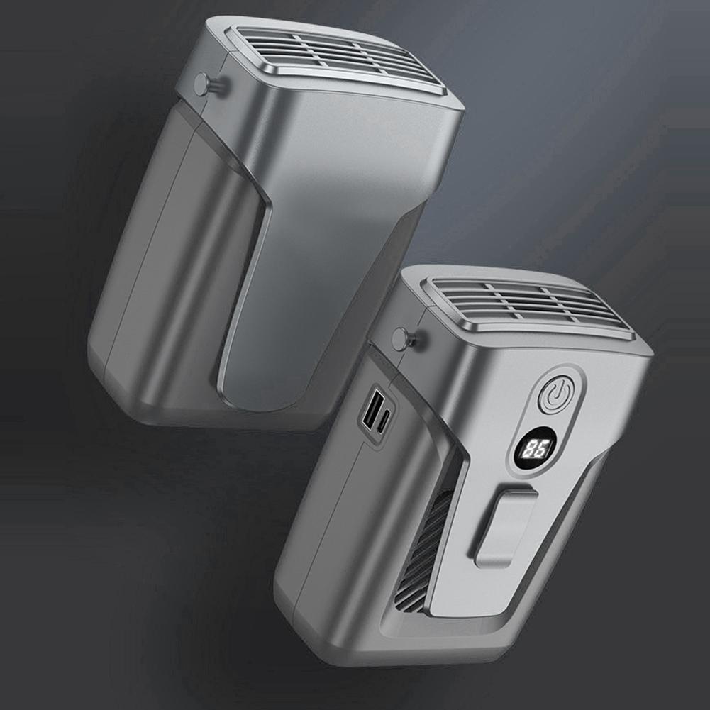 USB Hanging Neck Fan Clip-on 3.7V/1.2A Small Bladeless 12000mAh Power Bank 3-gear Wind Mute for Office