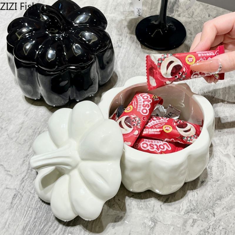 Dýňová úložná dóza Kreativní obývací pokoj Stolní dóza na svačiny Cukroví Moderní styl Domácí kuchyně Keramická úložná nádoba