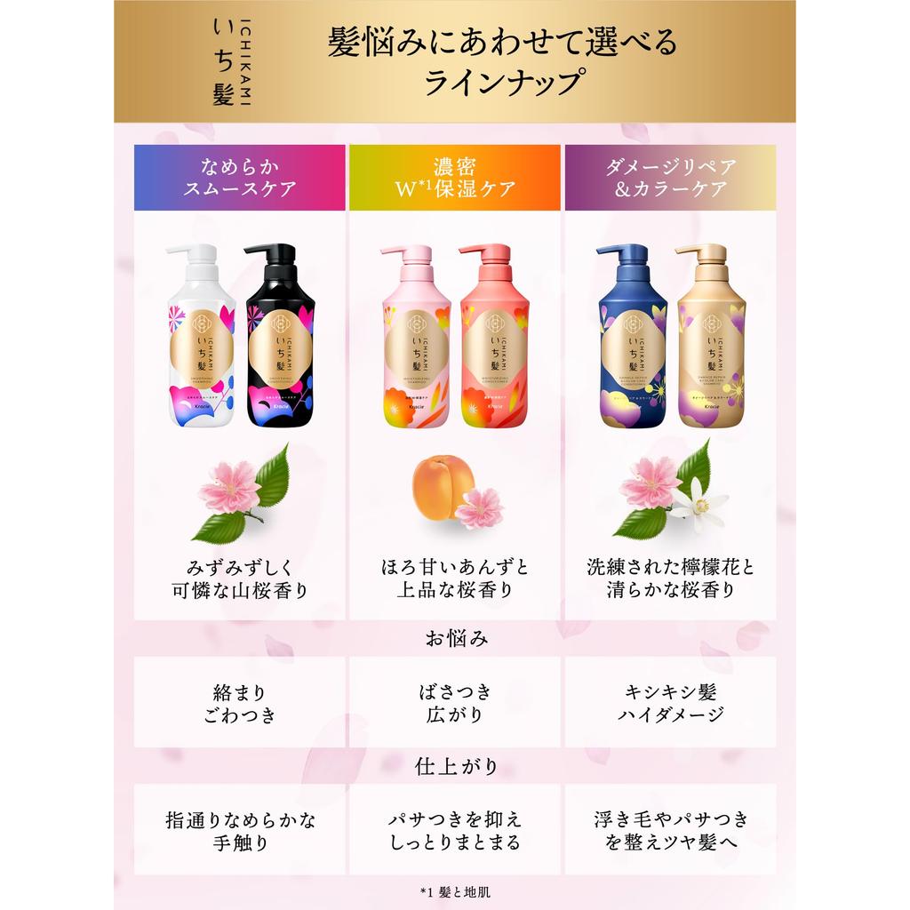 Ichikami Smooth Care Conditioner Pump 450g | Hair Care, Damage Repair for Men & Women