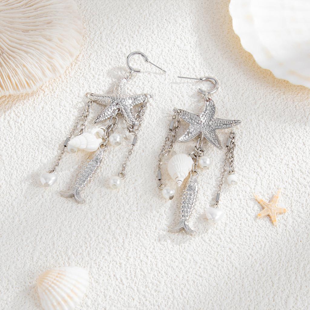 Ocean Style Design Drop Earrings Glossy Texture Smooth Surface Drop Earrings for Birthday Stage Party Show Balls