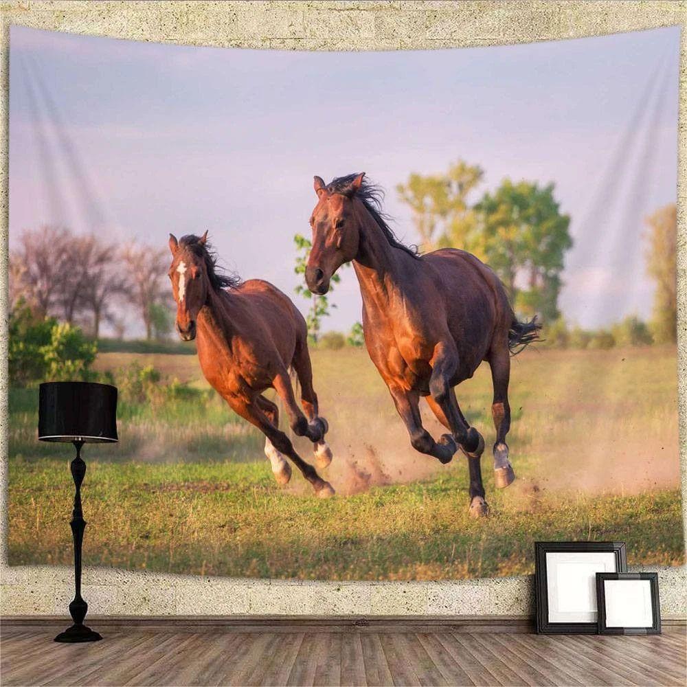 Tapestry poster of horses running in the wild 75x100