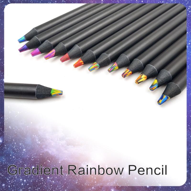 12Pieces Rainbow Pencils Artist Colouring Pencils Multicoloured Pencil For Student Kid Drawing Sketching Craft Project
