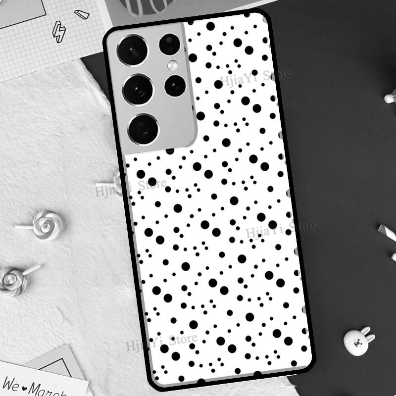 Black And White Polka Dot Case For Samsung Galaxy S21 S22 Ultra Note 20 S8 S9 S10 Note 10 Plus S20 FE Phone Cover
