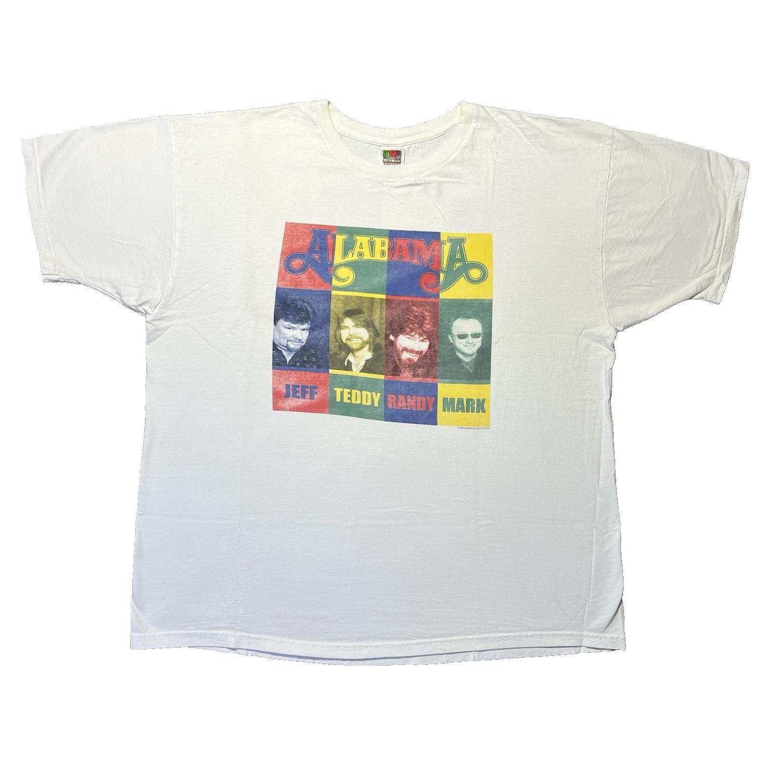 Vintage 90s Alabama Band Tour T Shirt Mens 2XL White FOTL Country Music Tee S