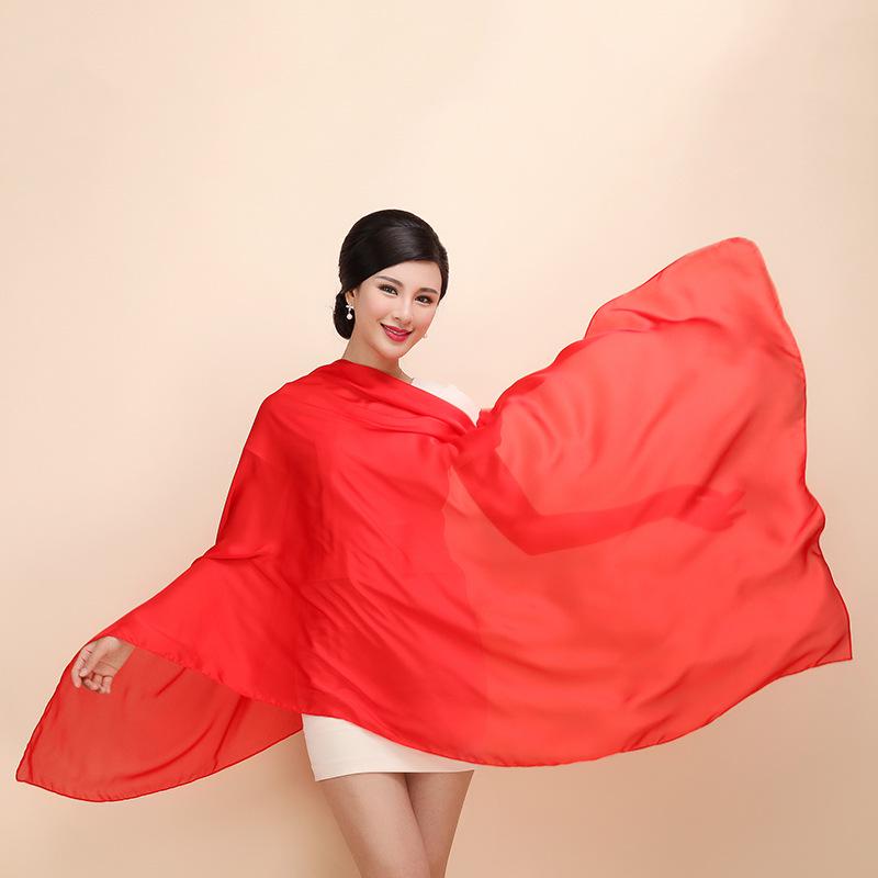Women's Versatile Long Satin Scarf - Solid Color, Summer Sunscreen Shawl
