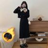 Real Shot of Autumn and Winter Corduroy Plus Velvet Large Size Small Fragrance Style Lapel Jacket High Waist Skirt Two-piece Set