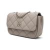 Tory Burch Tb-Willa Classic Double T Logo Solid Striped Quilted Logo Snap Goat Leather Handbag Shoulder Bag Women handbags Elephant-Gray 149682-082