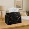 1pc Tissue Box with Texture Pattern- Black Golden Marble, Made of Durable Polyester Fabric, Versatile Napkin Dispenser for Home, Vehicle, And Party De