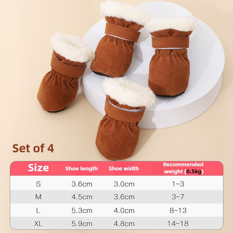 

4Pcs Winter Waterproof Warm Pet Dog Shoes Puppy Outdoor Walking Pet Accessories Dog Socks Bootie Non-slip for Small Breeds Dogs XL коричневий