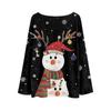 Women's Fashion Round Neck Long Sleeve Christmas Print Casual Pullover Sweater Top