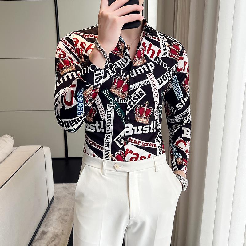 Three-dimensional Digital Printing Shirt Men's Personalized Printing Long-sleeved Shirt