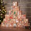 Christmas Countdown Calendar Box 24 Pcs DIY Advent Boxes, Days Gift Box, Santa Snowman Elk Print Boxes Empty Cardboard Number To Fill for Adults,