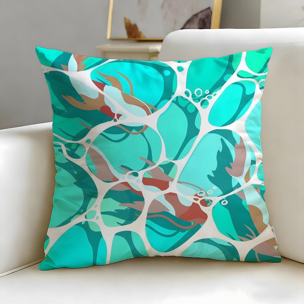 Light Blue Ocean Ripple Cushion Cover Soft  EasyWash Pillow Case  Versatile for Couch Bed Travel and Office