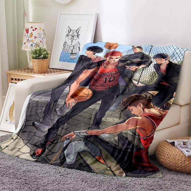 Cartoon Slam Dunk Basketball Anime Soft Blankets,Keep Warm Throw Blanket Comfortable Blanket for Picnic Beds Sofa Home Bedroom
