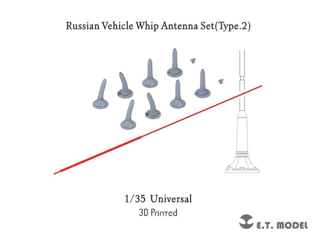ET Model Scale Whip Antenna Set for Modern Military Vehicles Plastic Model Parts 1/35 Type.2 Russian/Soviet (8 Pieces) P35-377 (Military Vehicles)