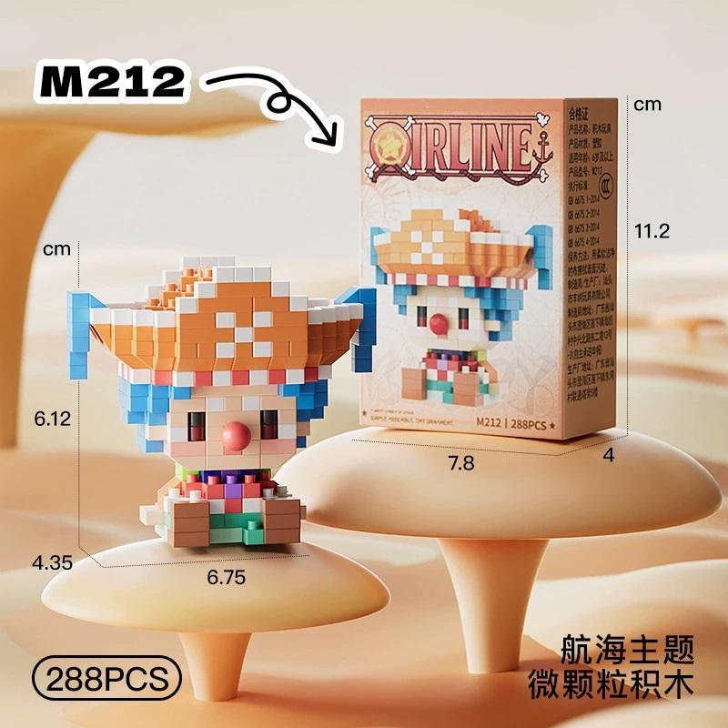New ONE PIECE Sun God Nika Luffy Micro Building Block Chopper Ace Buggy 3D Anime Model Assembly Mini Bricks Figure Toys For Gift