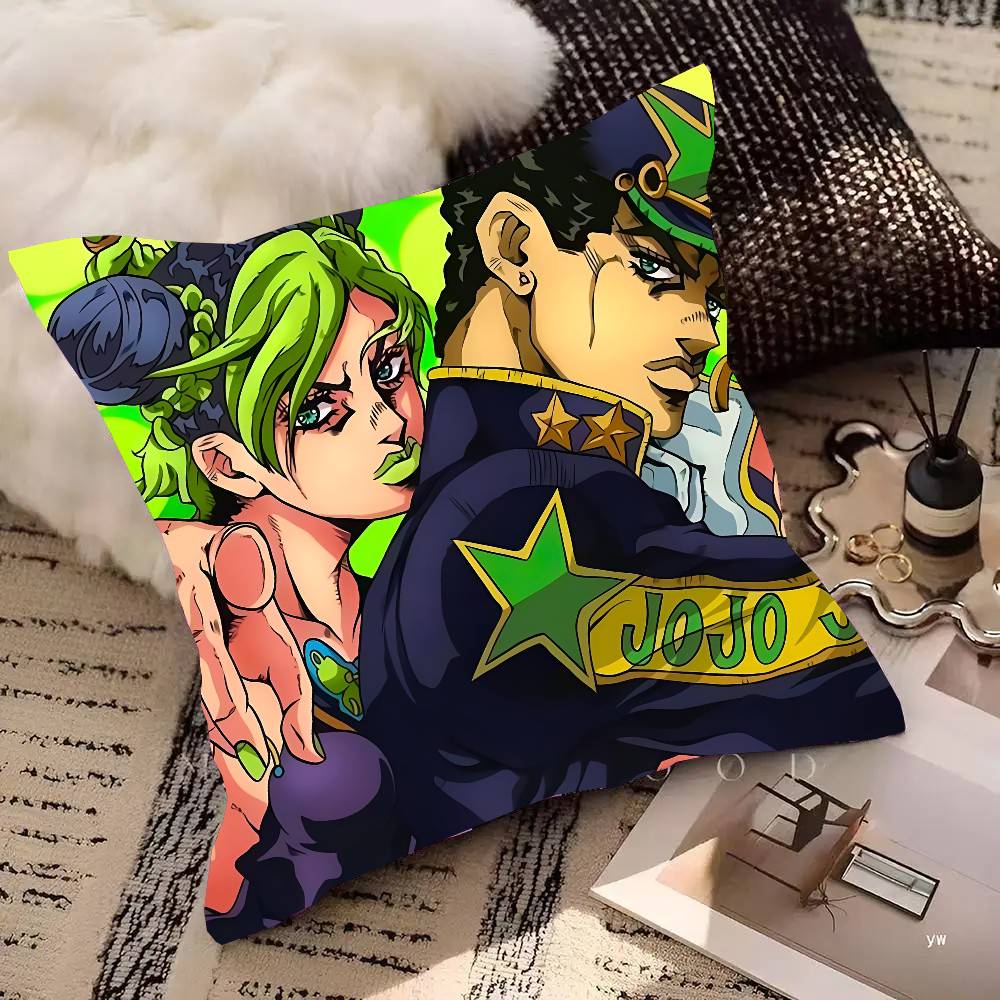 Anime JoJo's Bizarre Adventure Jolyne Cujoh Pillow Case Square Pillow Bedroom Sofa Leisure Comfort Cushion Car Home Decoration