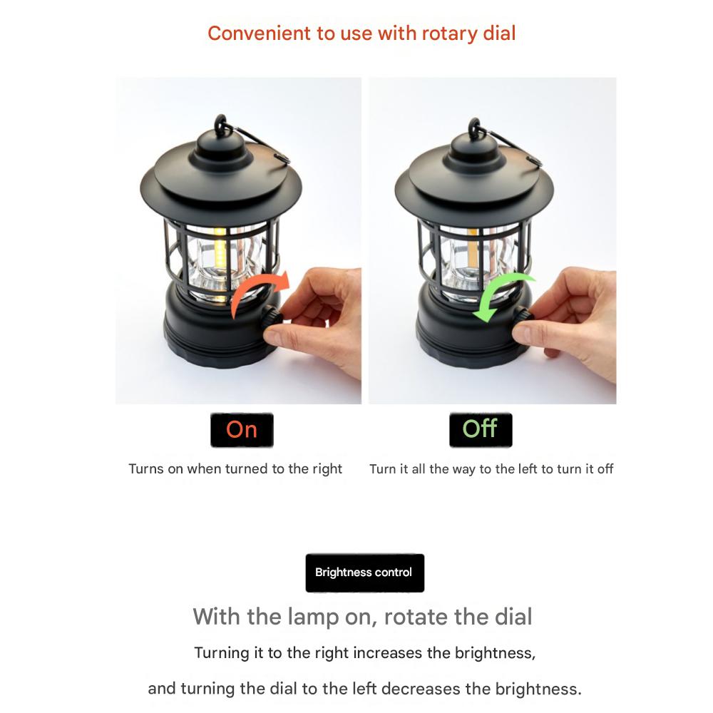Hanging Rechargeable LED Camping Lantern, (Black)