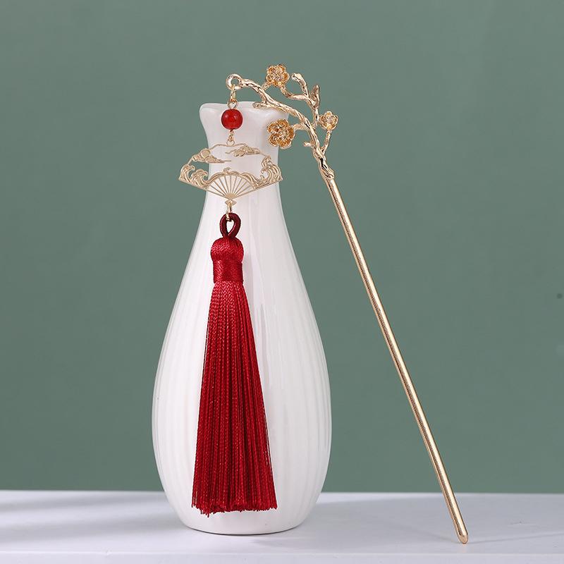 New Chinese Style Step Shake Pearl Tassel Women'S Qipao Headwear High Fashion Pan Hair Hairpin Xiuhe Hairpin