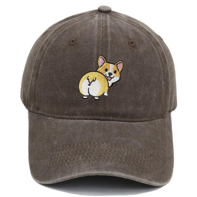 Corgi Dog Embroidered Baseball Cap With Sunshade For Casual Outdoor Wear