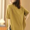 2026 Summer Retro Plus Size Loose Short Sleeve Casual Women's Shirt