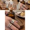 Elegant 925 Sterling Silver Korean Geometric Open Adjustable Ring For Women